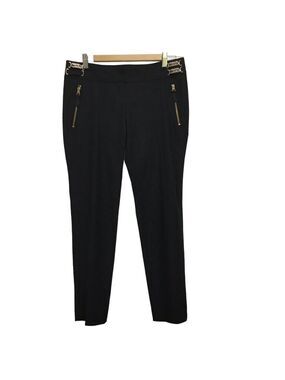 TENAX black pants size 44 gold chains hardware edgy rebel dress office pants